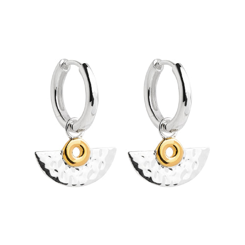 Two tone fan drop earring