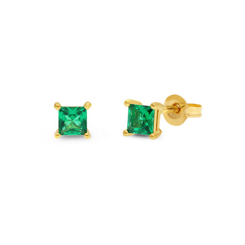 9ct Created Emerald studs