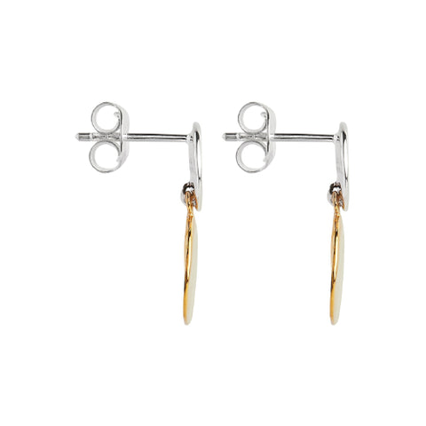 Shard double disk two tone earrings