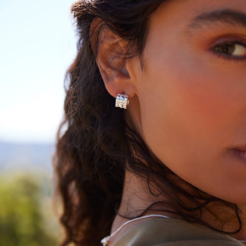 Weave Stud Hoop Earring