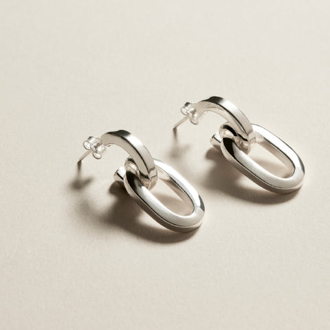 Luminary Silver Drop Stud Earrings