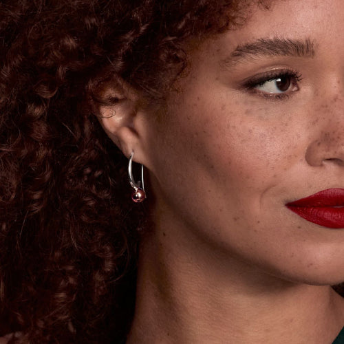 Rose & silver ball earrings