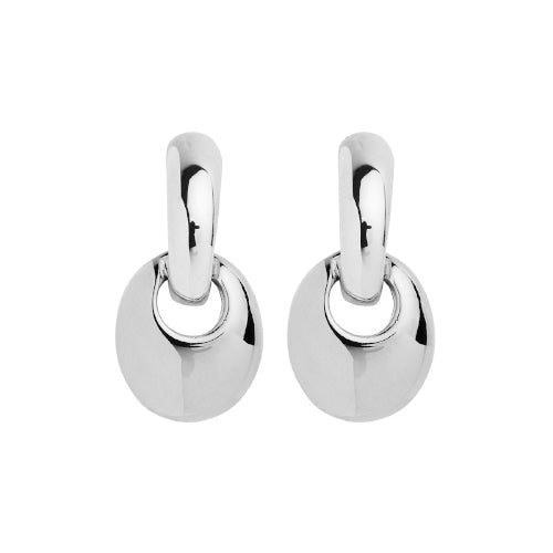 Silver oval pebble earrings