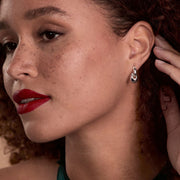 Silver oval pebble earrings
