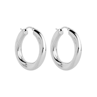 Oval dimpled hoop earrings