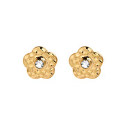 Yellow gold plated flower earrings