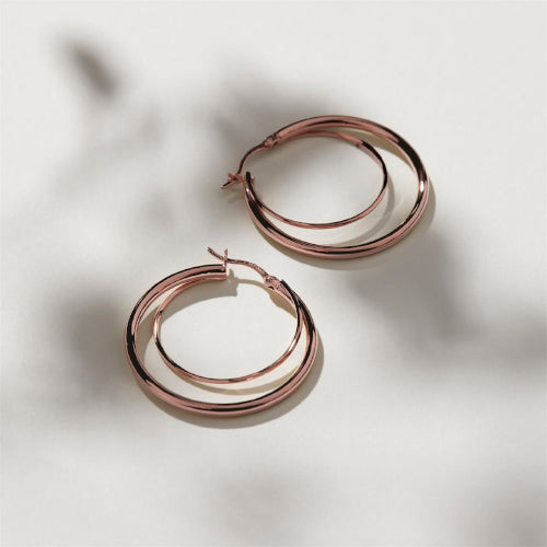 Rose gold double hoop earrings
