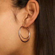 Rose gold double hoop earrings