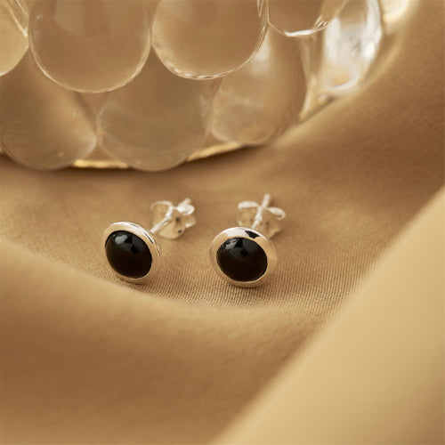 Silver onyx earrings