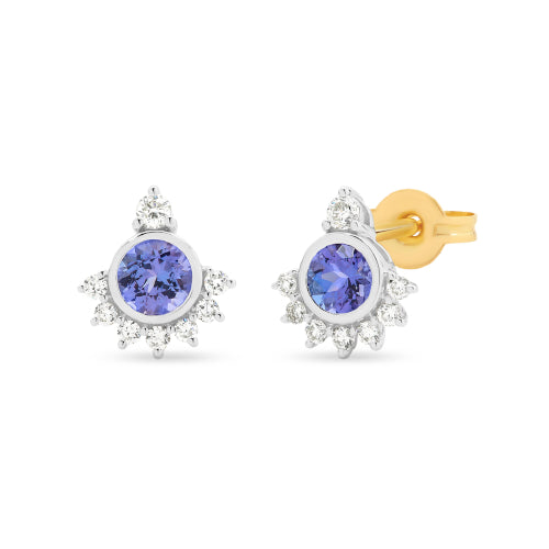 9ct Rhodalite Garnet Diamond earrings