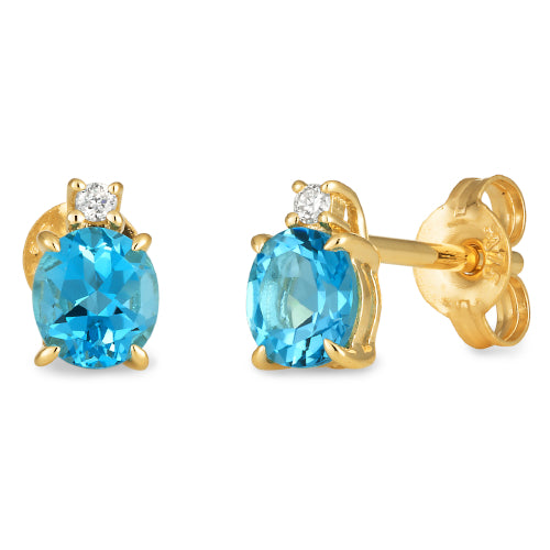 9ct blue topaz and diamond earrings