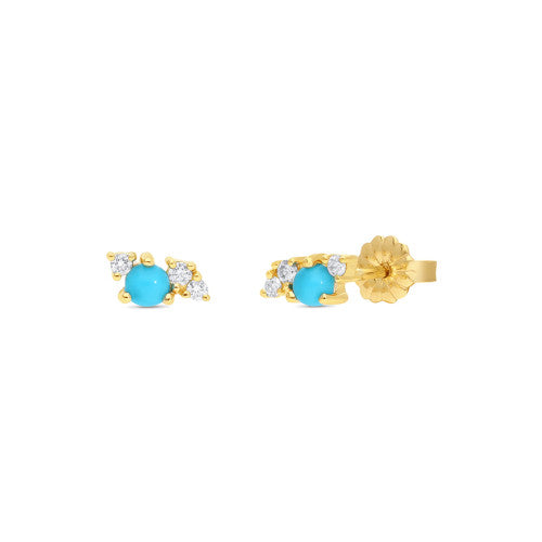 9ct Turqouise & Diamond studs