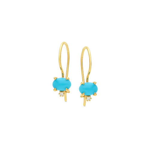 9ct Turquoise & Lab Diamond Drop Earring
