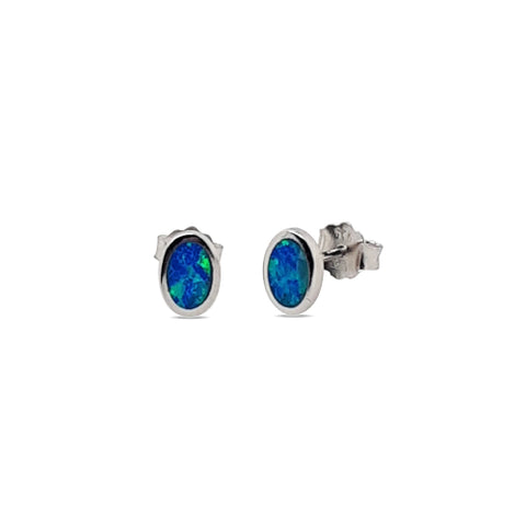 Sterling silver opal studs