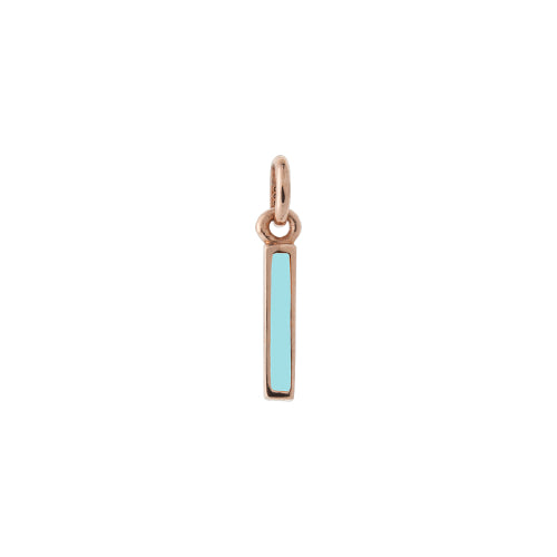 Rose Gold Enamel Bar Charm Turquoise