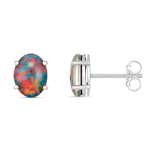 Sterling Silver Australian Opal Earrings