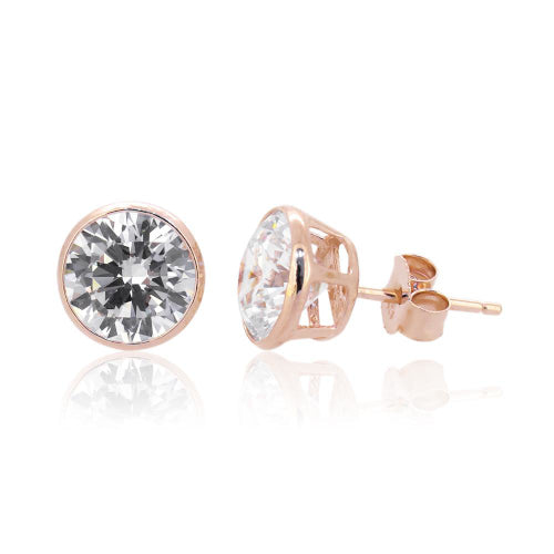 Sterling silver RGP cz studs. 6mm