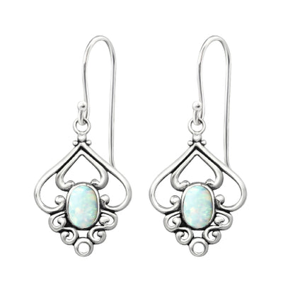 Sterling silver created opal earrings