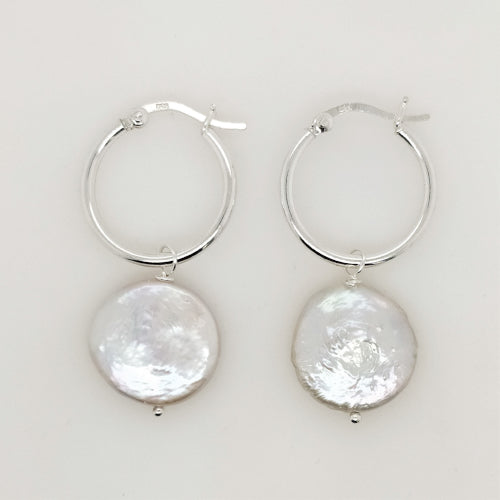 Pearl hoop earrings