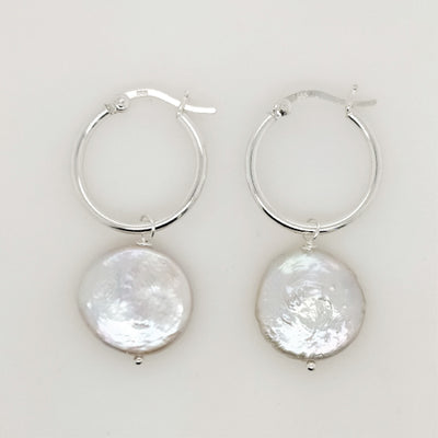 Pearl hoop earrings