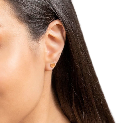 Rose gold plated disc earrings