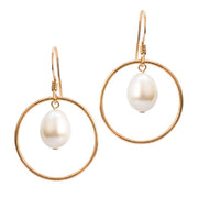 Circle drop pearl earrings