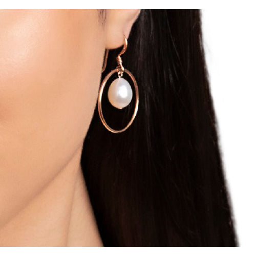 Circle drop pearl earrings