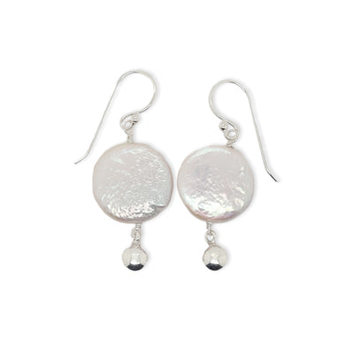 Sterling silver disc pearl earrings