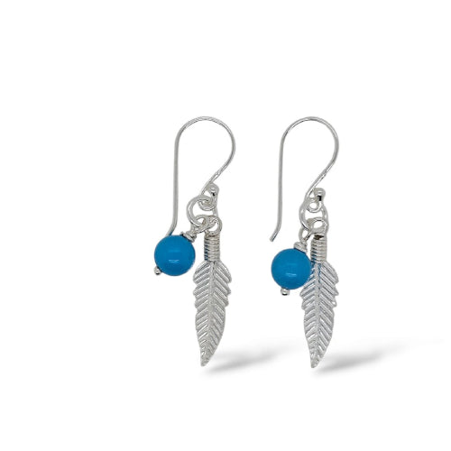 Turquoise Feather Earring