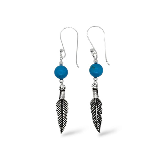 Turquoise & Feather Earring