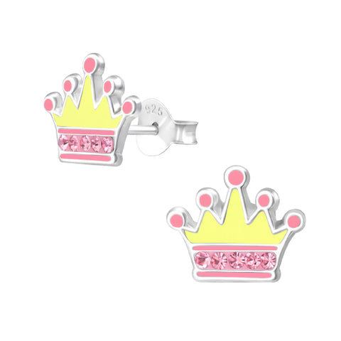 Sterling silver crown earrings