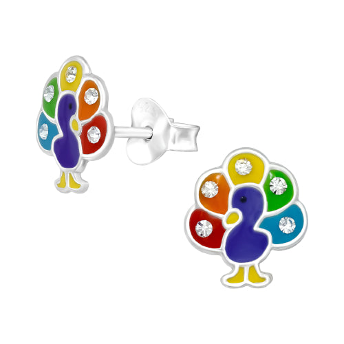 Sterling silver peacock earrings