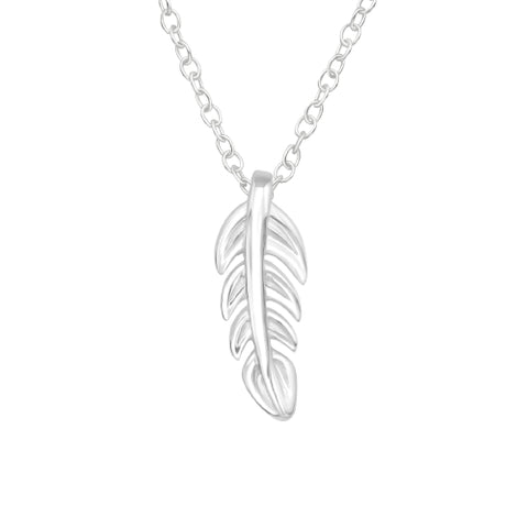 Sterling silver feather necklace