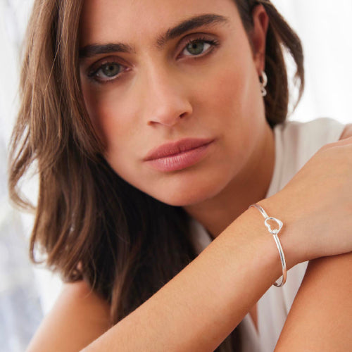 Sterling Silver Heart Tension Bangle
