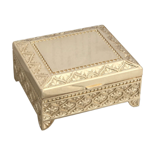 Gold Square Footed Trinket Box