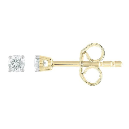 9ct yellow .10ct diamond studs