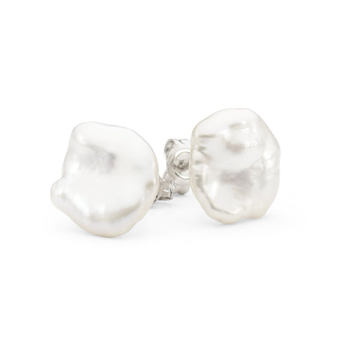Keshi pearl studs