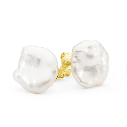 White Keshi Freshwater Pebble Studs