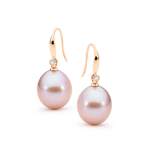 9ct rose gold Edison & Diamond earrings