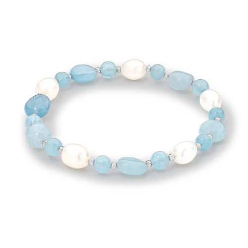 Aquamarine & pearl bracelet