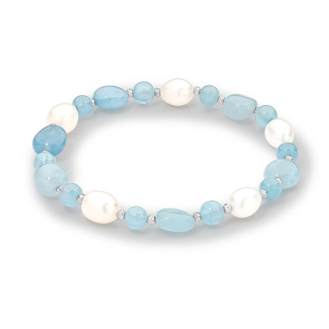 Aquamarine & pearl bracelet