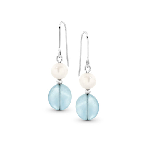 Aquamarine & pearl earrings