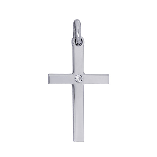 Sterling silver CZ cross pendant