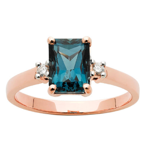 9ct London Topaz & Diamond ring