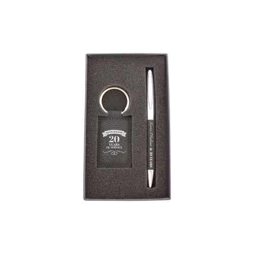 Leather Pen & Keyring Set