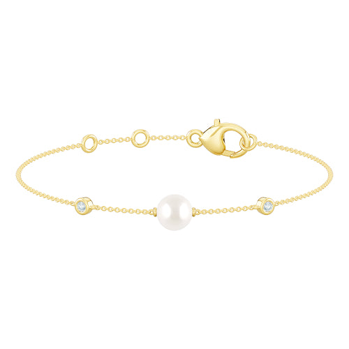 9ct Pearl & Lab Diamond Bracelet