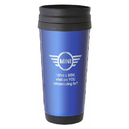 Engraved blue coffee cup