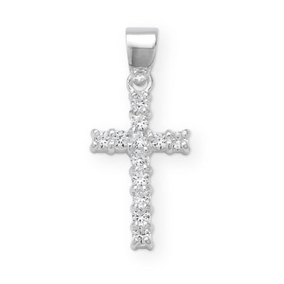 Sterling silver CZ cross pendant.
