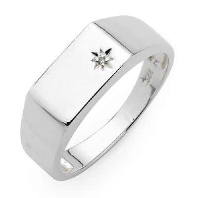 Gents sterling silver diamond ring