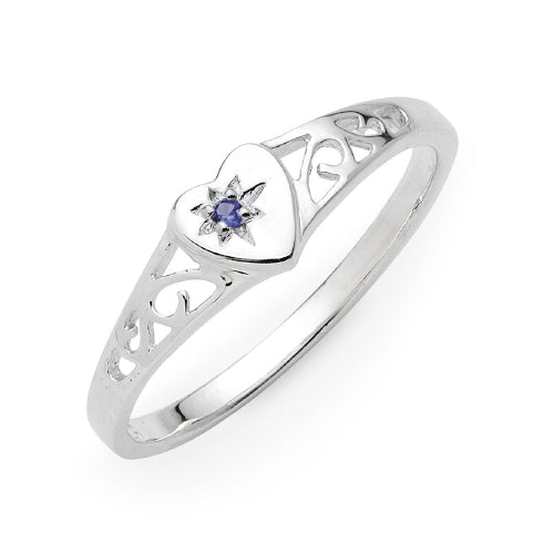 Sterling silver created sapphire ring